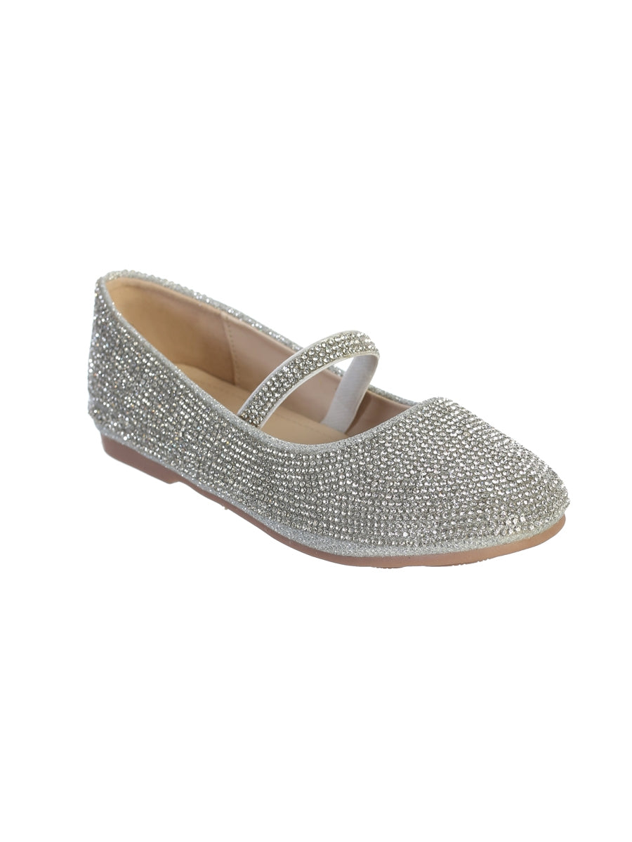 Rhinestone Ballet Flat Silver