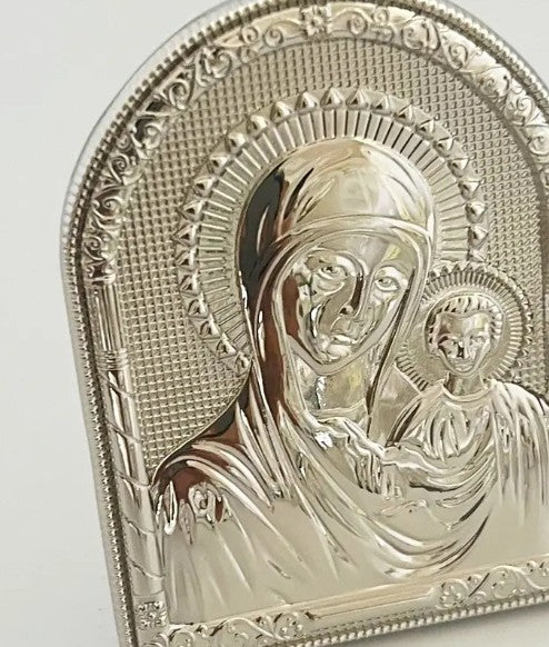SILVER SMALL MOTHER MARY & JESUS ICON