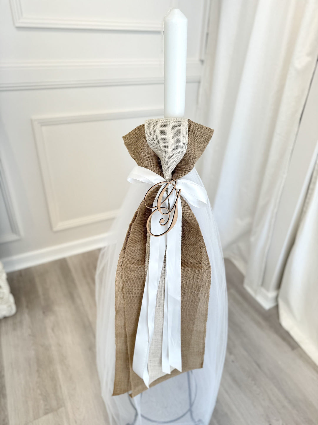 Orthodox Raw Candle with Wooden Initial