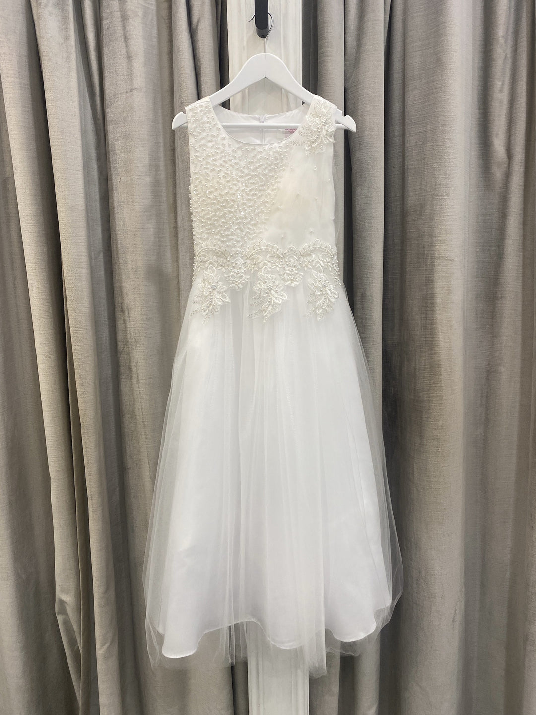Lace & Pearl Bodice Dress - Size 14