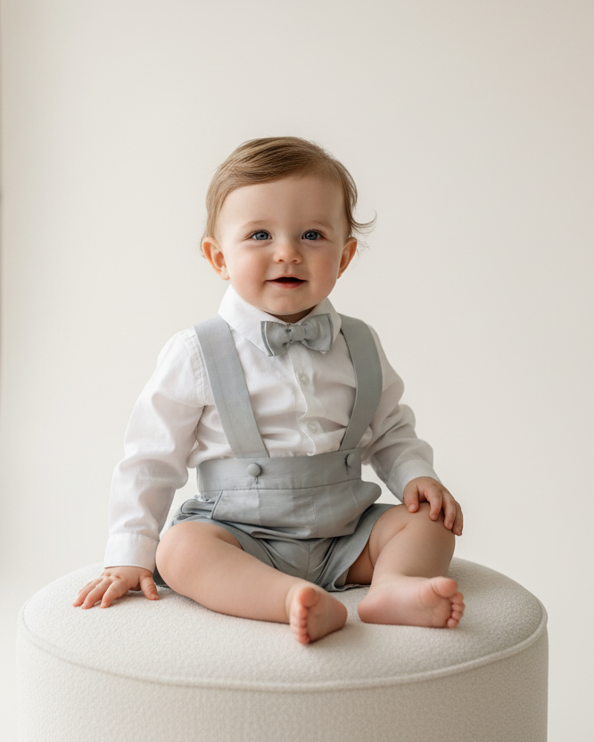 Blue Silk Shorts Set - Sample Sale