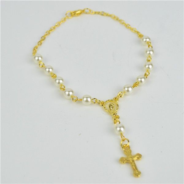 10 X rosary pearl 6CM beads GOLD