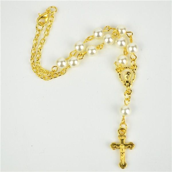 10 X rosary pearl 6CM beads GOLD