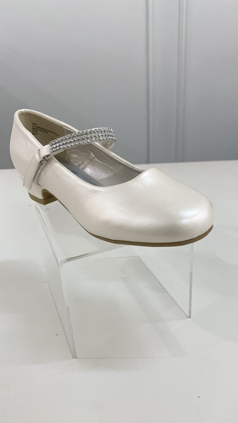 Pearl Ivory Shoe with Rhinestone Strap