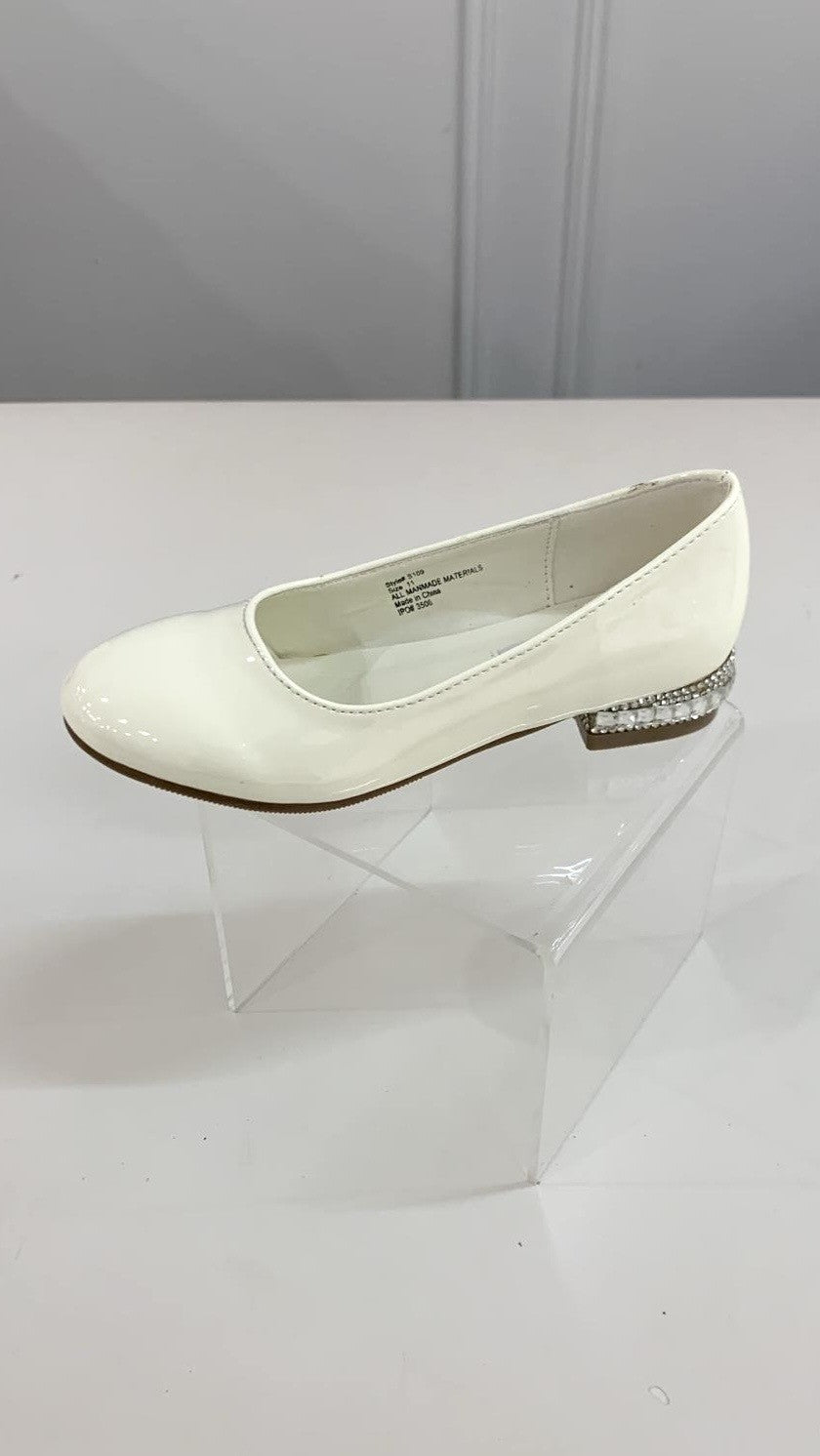 Patent Ballet Flat with Rhinestone Heel