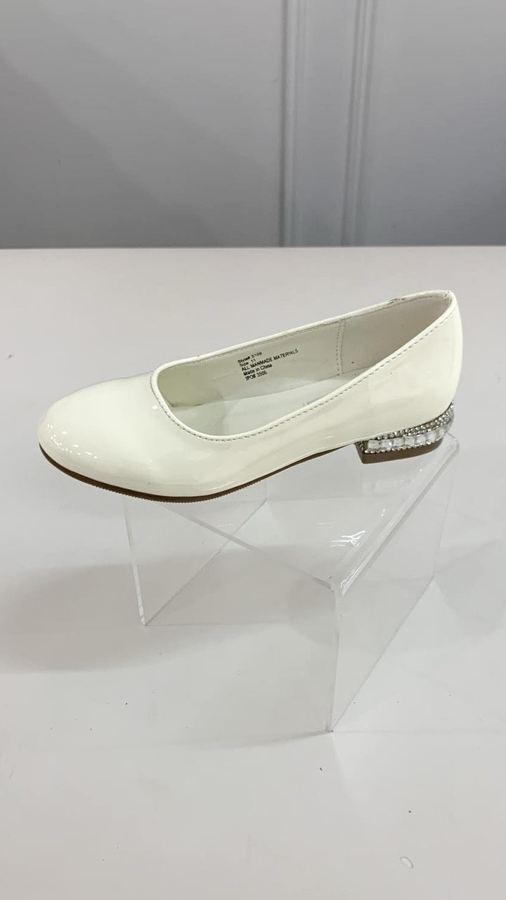 Patent Ballet Flat with Rhinestone Heel