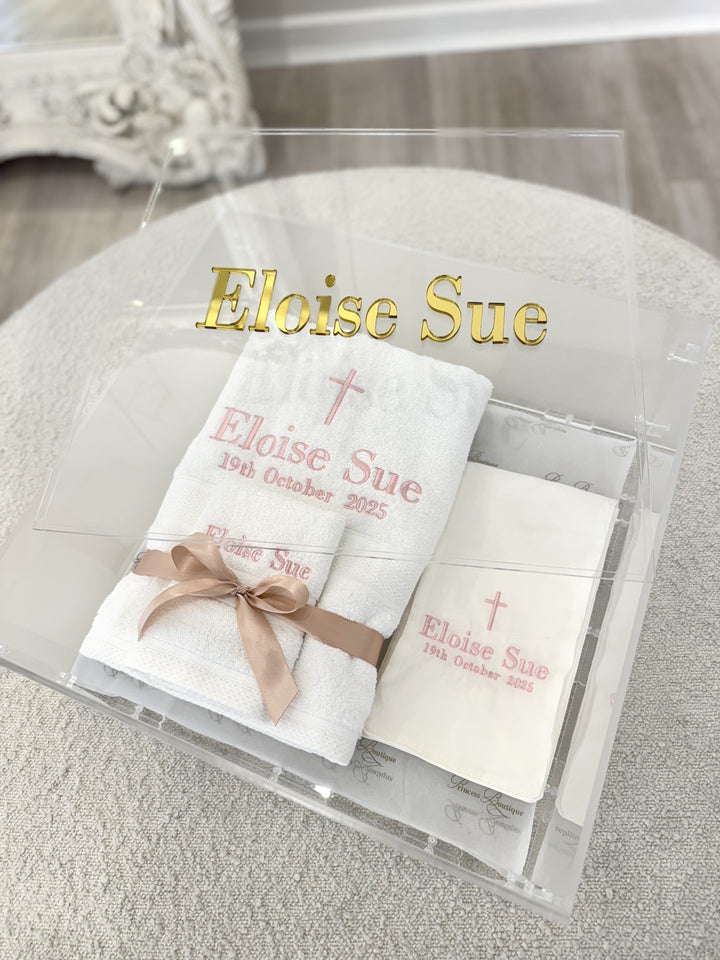 Personalised Box, Towels & Stole Set
