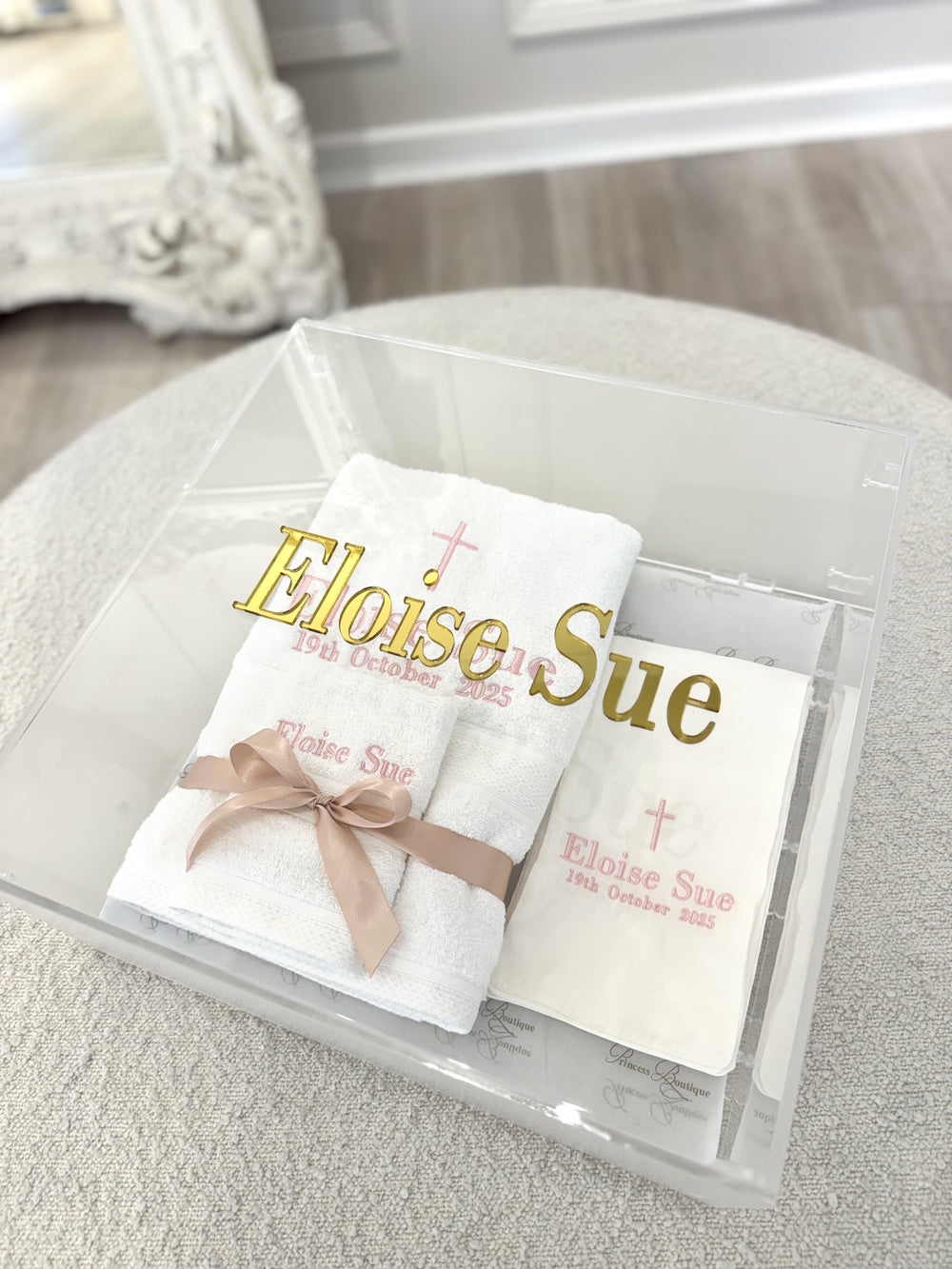 Personalised Box, Towels & Stole Set