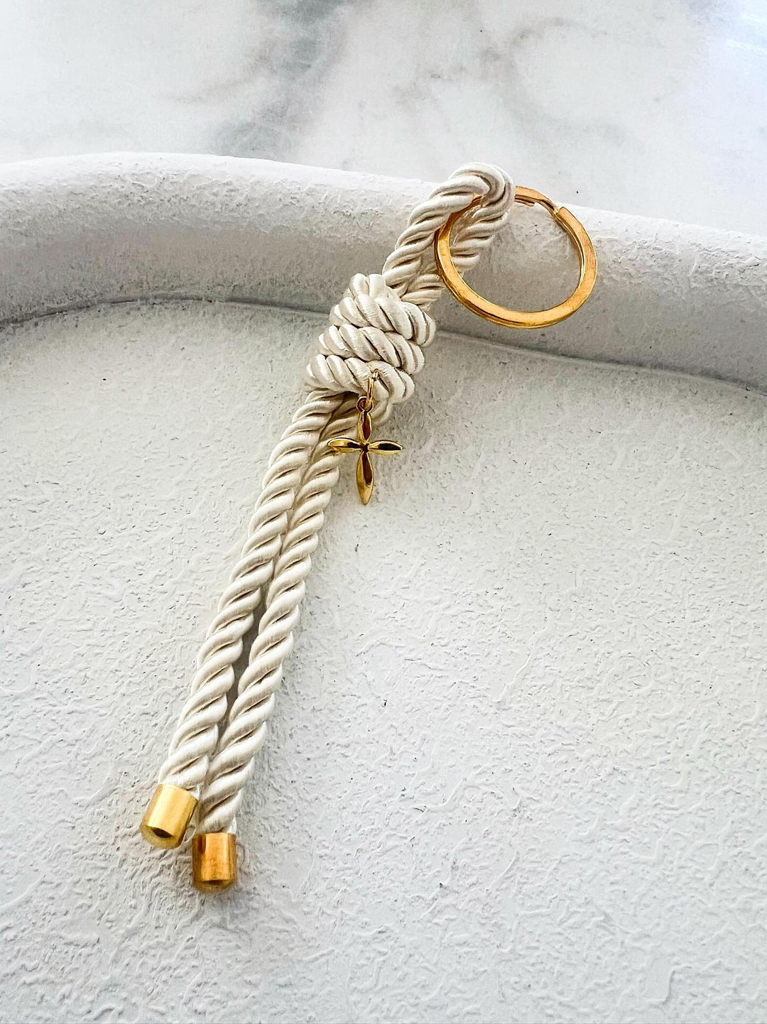 Gold Cross Keyring on Rope