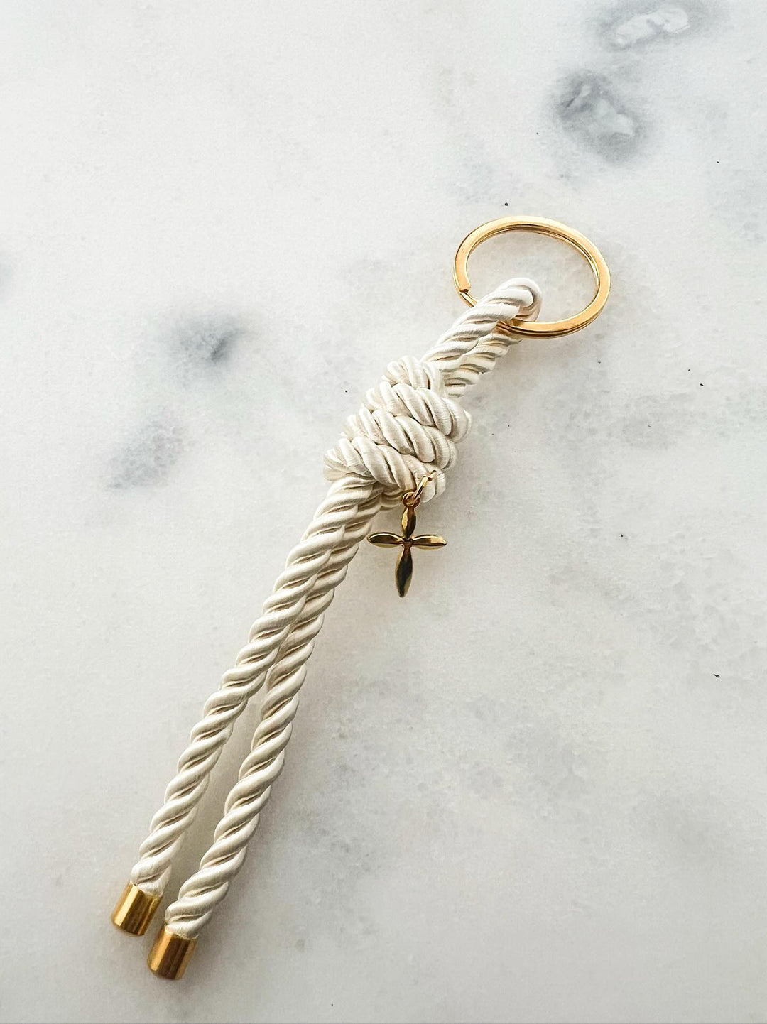 Gold Cross Keyring on Rope