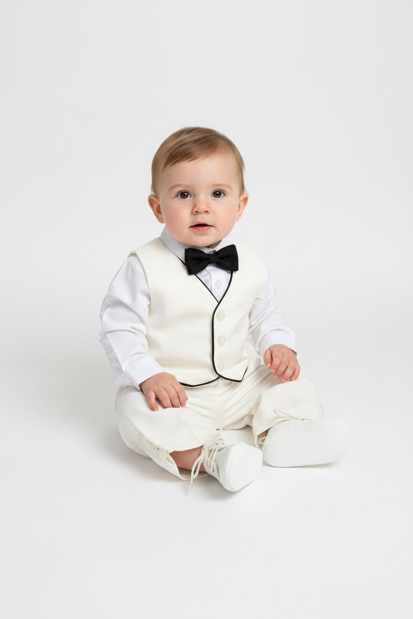 Charlie with Vest - Ivory Silk-Linen