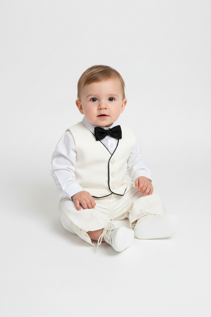 Charlie with Vest - Ivory Silk-Linen