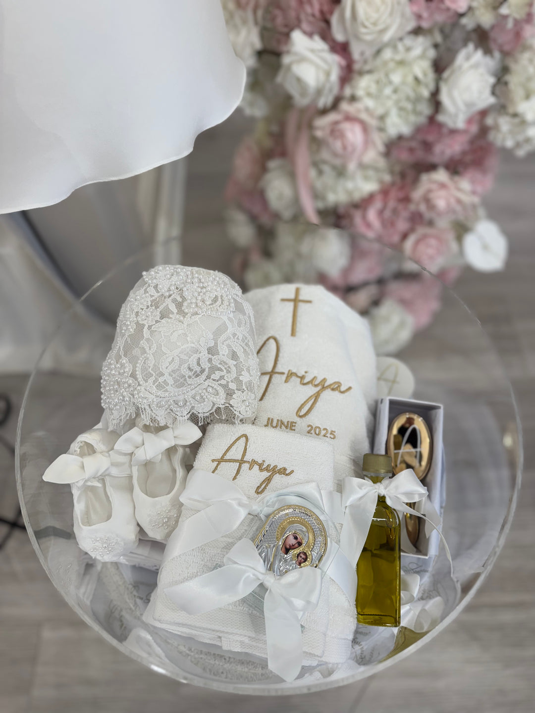 Acrylic Round Box with Deluxe Orthodox Set & Glass Icon