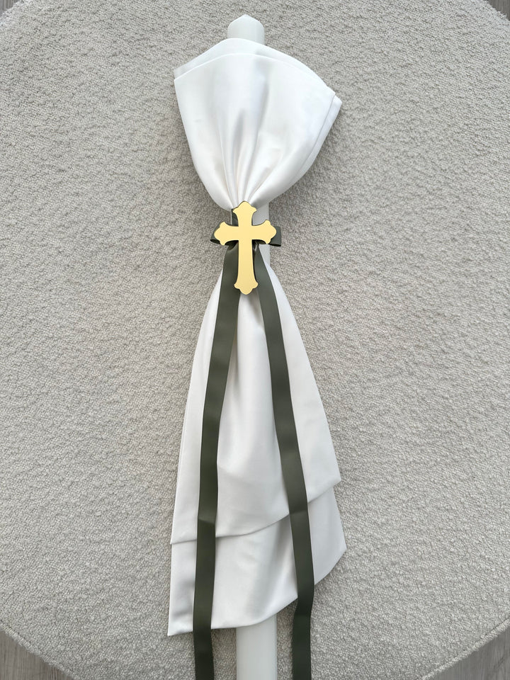 Orthodox Candle with Sash, Cross & Ribbon PBC50