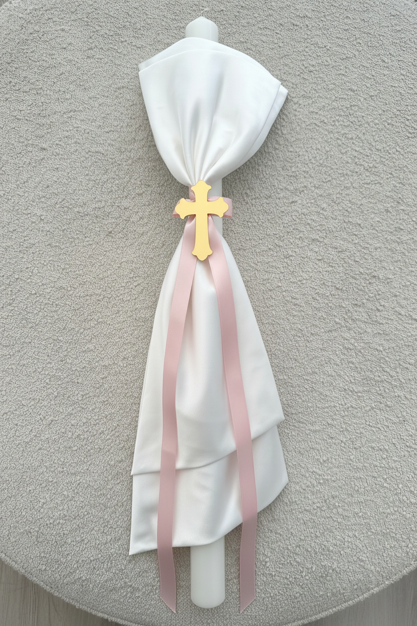 Orthodox Candle with Sash, Cross & Ribbon PBC50