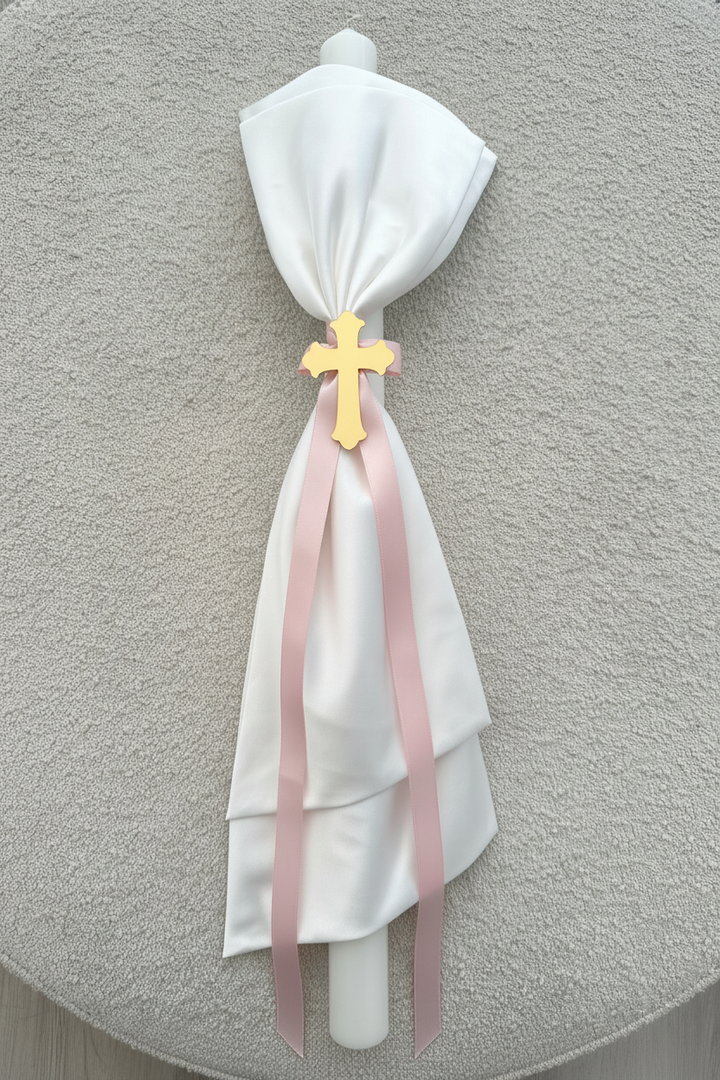 Orthodox Candle with Sash, Cross & Ribbon PBC50