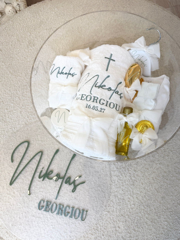 Round Acrylic Box with Frosted Lid with Premium Orthodox Set