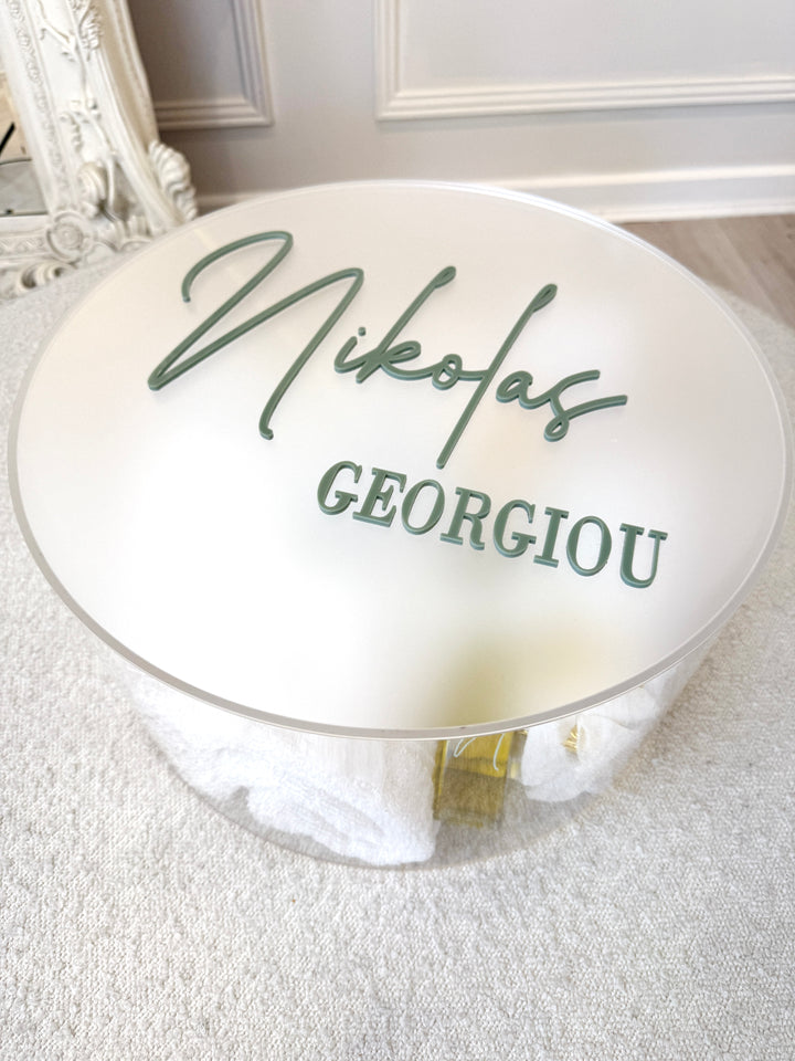 Round Acrylic Box with Frosted Lid with Premium Orthodox Set