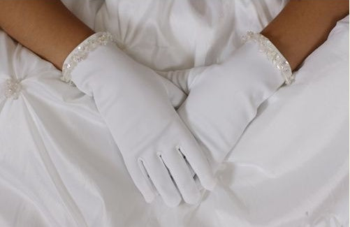 Satin Beaded Gloves