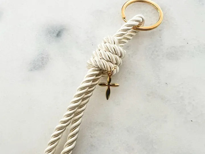 Gold Cross Keyring on Rope